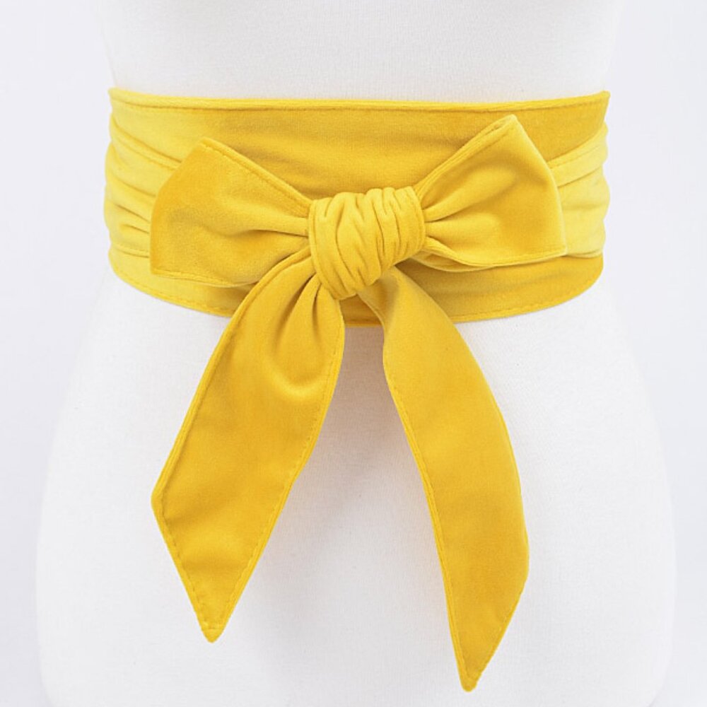 BNWT Brand New Yellow Velvet Wrap Belt Obi Belt